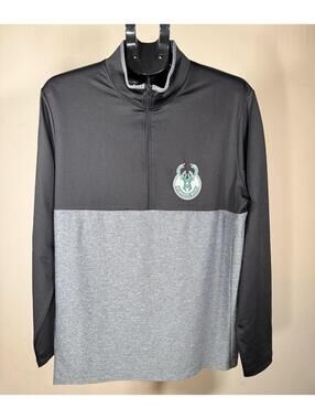 Milwaukee Bucks Antigua Men's Quarter Zip Pullover Two Tone Gray Size Large